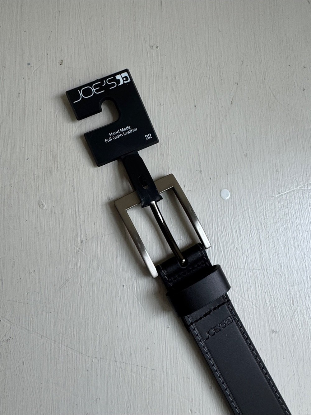 Joe's Jeans Black Leather Belt with Silver Buckle